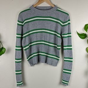 bp | Ribbed Lettuce Edge Collegiate Striped Top